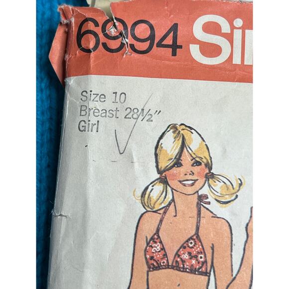 Simplicity 6994 Sewing pattern Bikini swim suit hooded caftan coverup size 10 - Picture 2 of 5